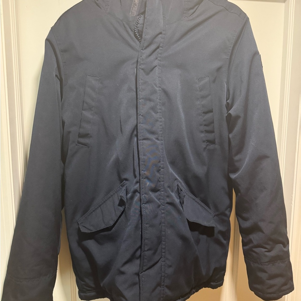 Abercrombie Kids Navy Jacket with Red Plaid Lining